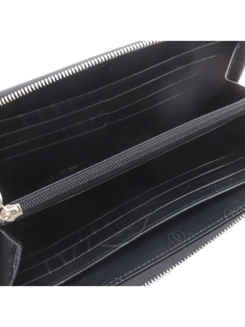 Cartier Happy Birthday Wallet Zip Around Coin Purse Bill Black Leather Logo